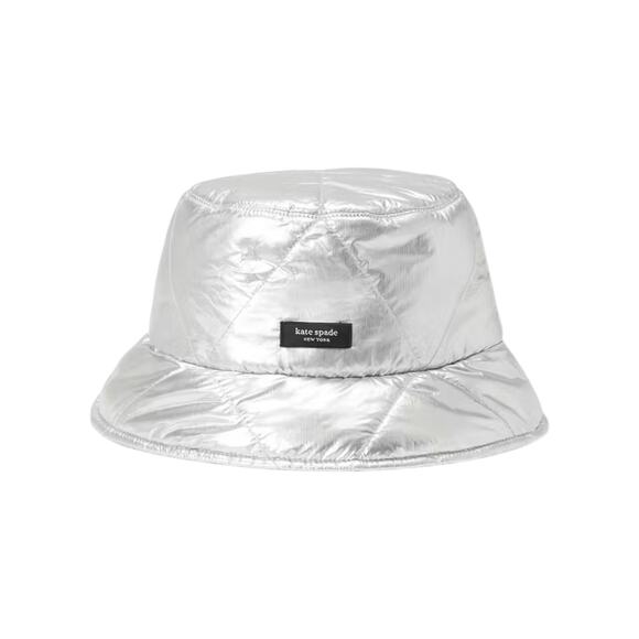 KATE SPADE New York Sam Quilted Metallic Bucket Hat in Silver